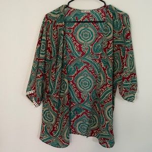 Red & Green Cardigan or Beach Cover-Up